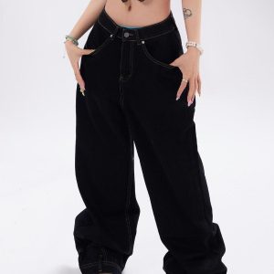 Concert Outfit Reverse Washed Loose Jeans