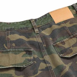 Concert Outfit Ripped Camouflage Flared Cargo Pants