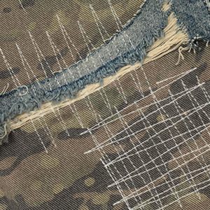 Concert Outfit Ripped Camouflage Patchwork Baggy Jeans