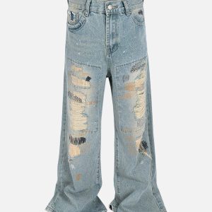 Concert Outfit Ripped Distressed Baggy Flare Jeans