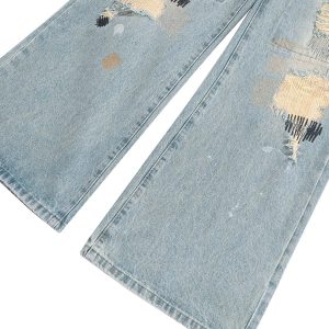 Concert Outfit Ripped Distressed Baggy Flare Jeans