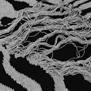 Concert Outfit Ripped Zebra Pattern Sweater