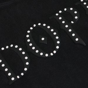 Concert Outfit Rivet-Adorned Graphic Hoodie