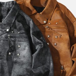 Concert Outfit Rivet Washed Faux Leather Jacket