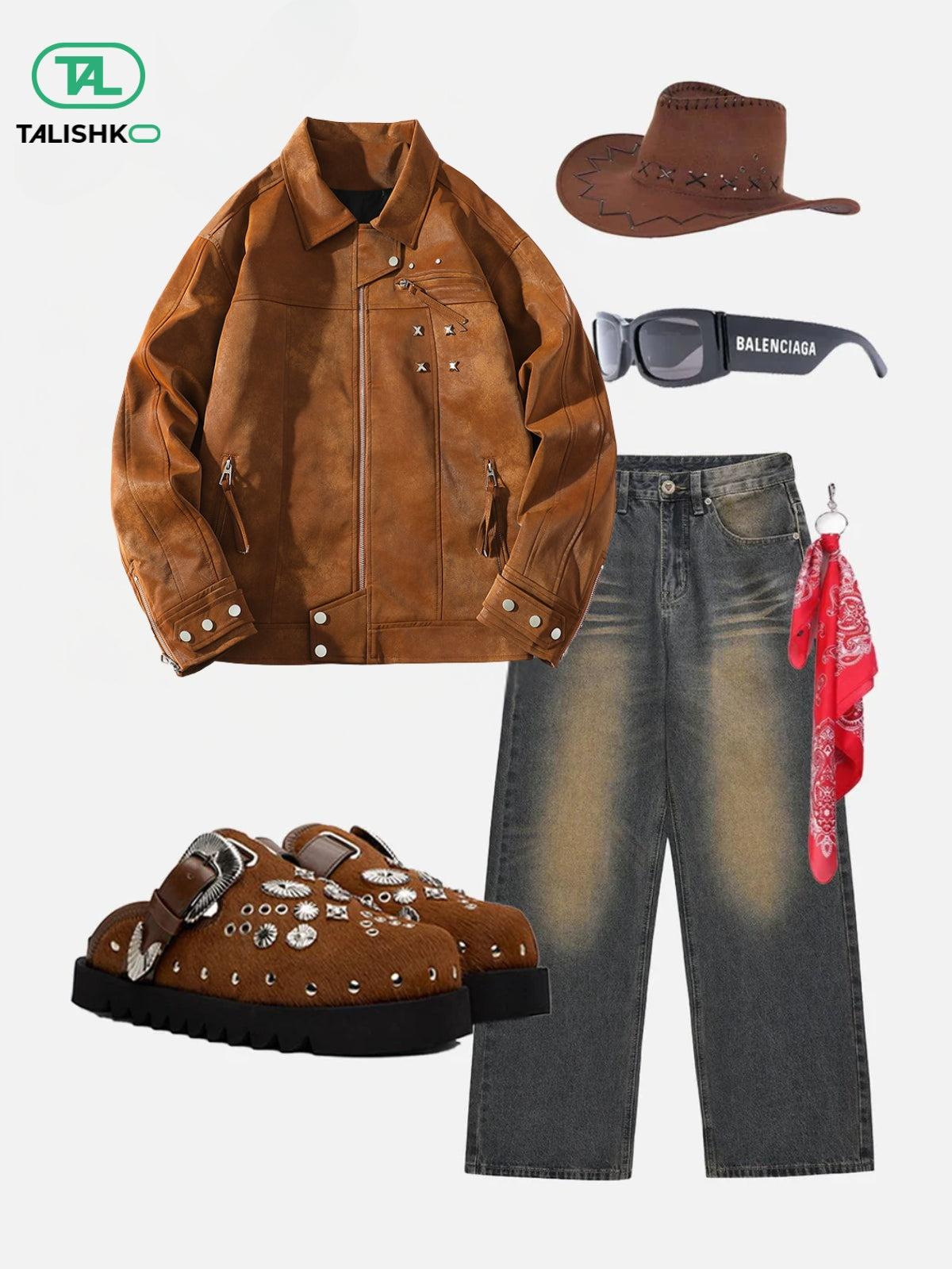 Concert Outfit Rivet Washed Faux Leather Jacket Concert Outfit Rivet Washed Faux Leather Jacket