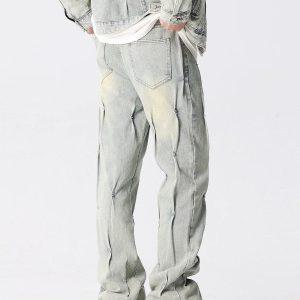 Concert Outfit Rivet Wrinkle Washed Jeans