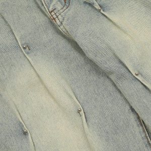 Concert Outfit Rivet Wrinkle Washed Jeans