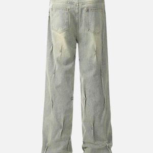 Concert Outfit Rivet Wrinkle Washed Jeans