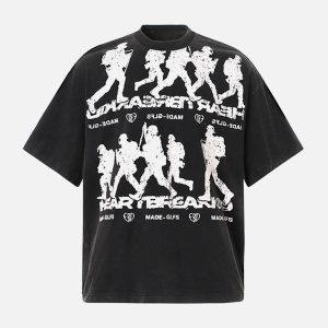 Concert Outfit Rock Style Retro Letter Print T-Shirt