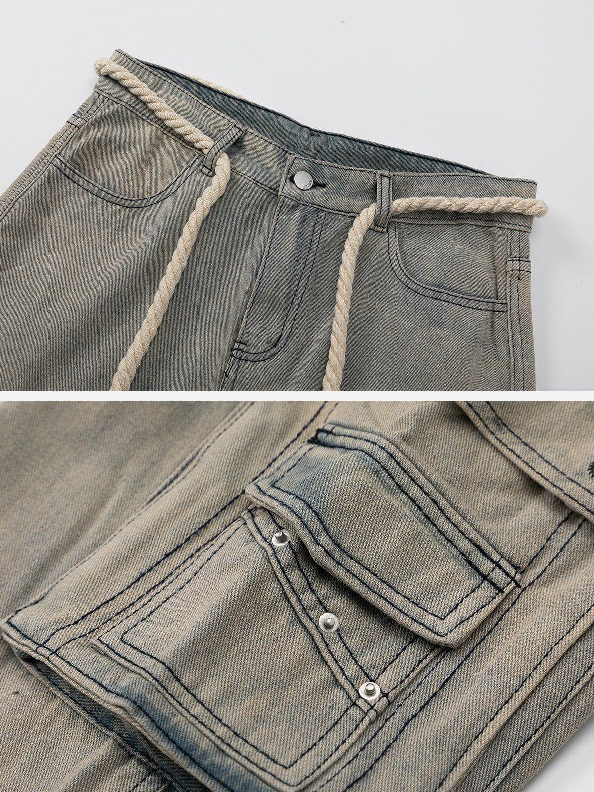 Concert Outfit Rope Decoration Straight Jeans Concert Outfit Rope Decoration Straight Jeans