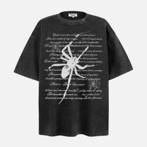 Concert Outfit Scripted Spider Vintage Text Tee