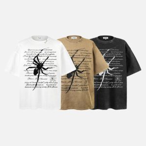 Concert Outfit Scripted Spider Vintage Text Tee