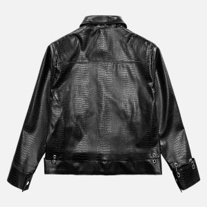 Concert Outfit Shoulder Pad PU Leather Jacket