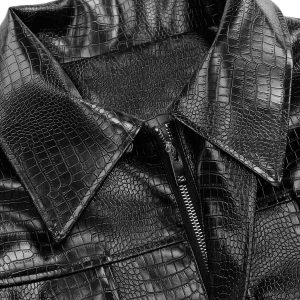 Concert Outfit Shoulder Pad PU Leather Jacket