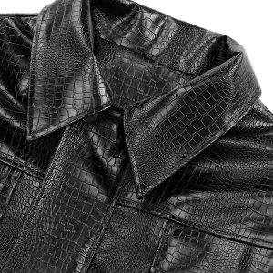 Concert Outfit Shoulder Pad PU Leather Jacket