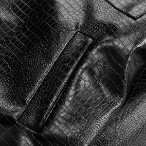 Concert Outfit Shoulder Pad PU Leather Jacket