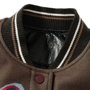 Concert Outfit Siamese Cat Embroidery Leather Bomber Jacket