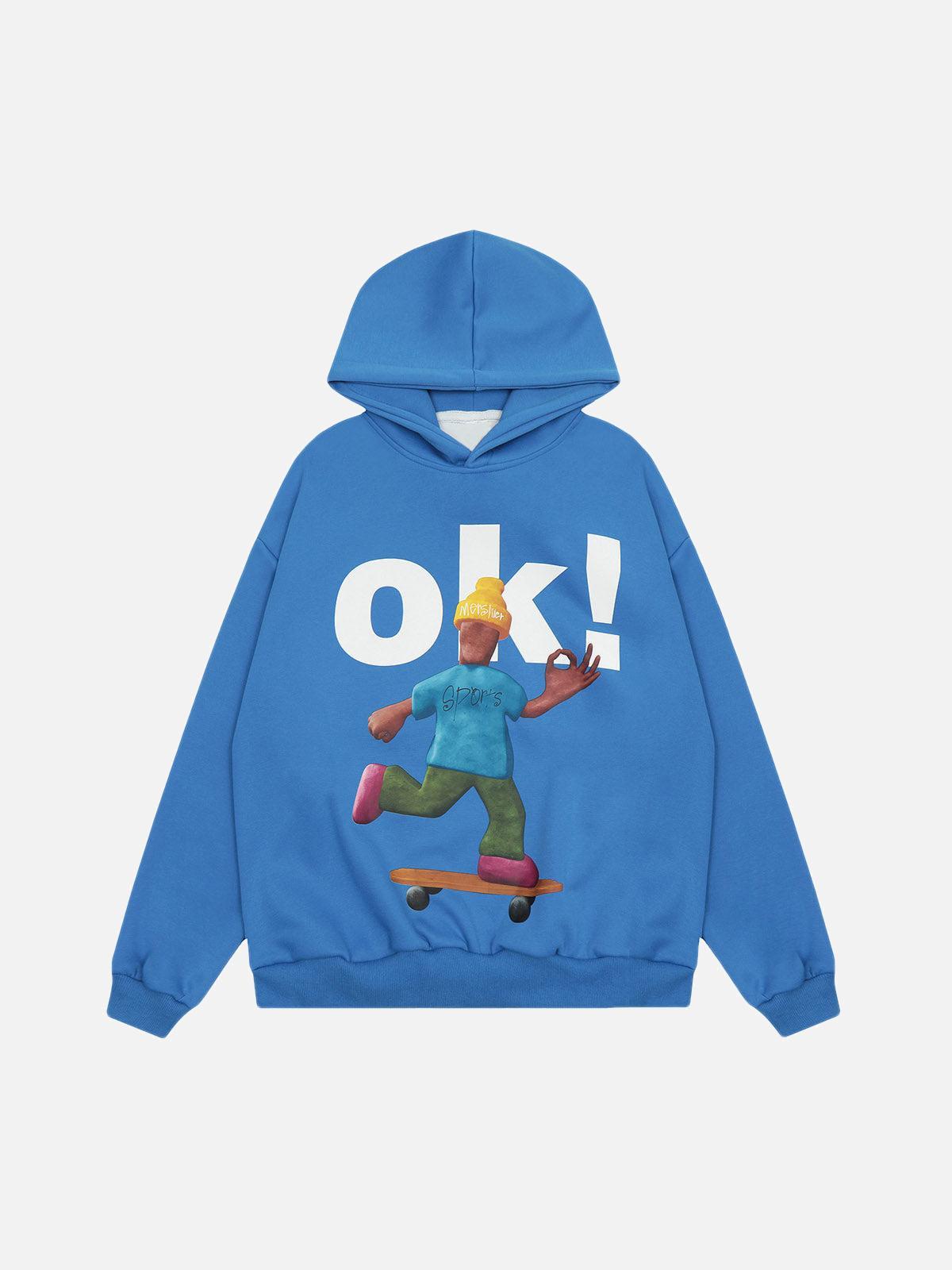 Concert Outfit Skateboard Character Printed Hoodie Concert Outfit Skateboard Character Printed Hoodie