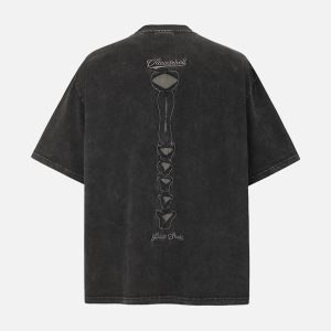 Concert Outfit Skeleton Design Print Oversized T-Shirt