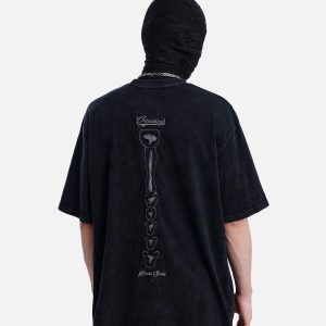 Concert Outfit Skull Distressed Wash Tee