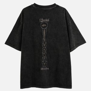 Concert Outfit Skull Distressed Wash Tee