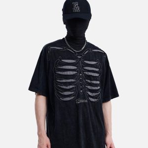 Concert Outfit Skull Distressed Wash Tee