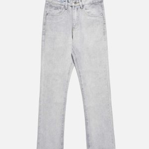 Concert Outfit Skull Flame Monogram Embroidered Slim Fit Jeans