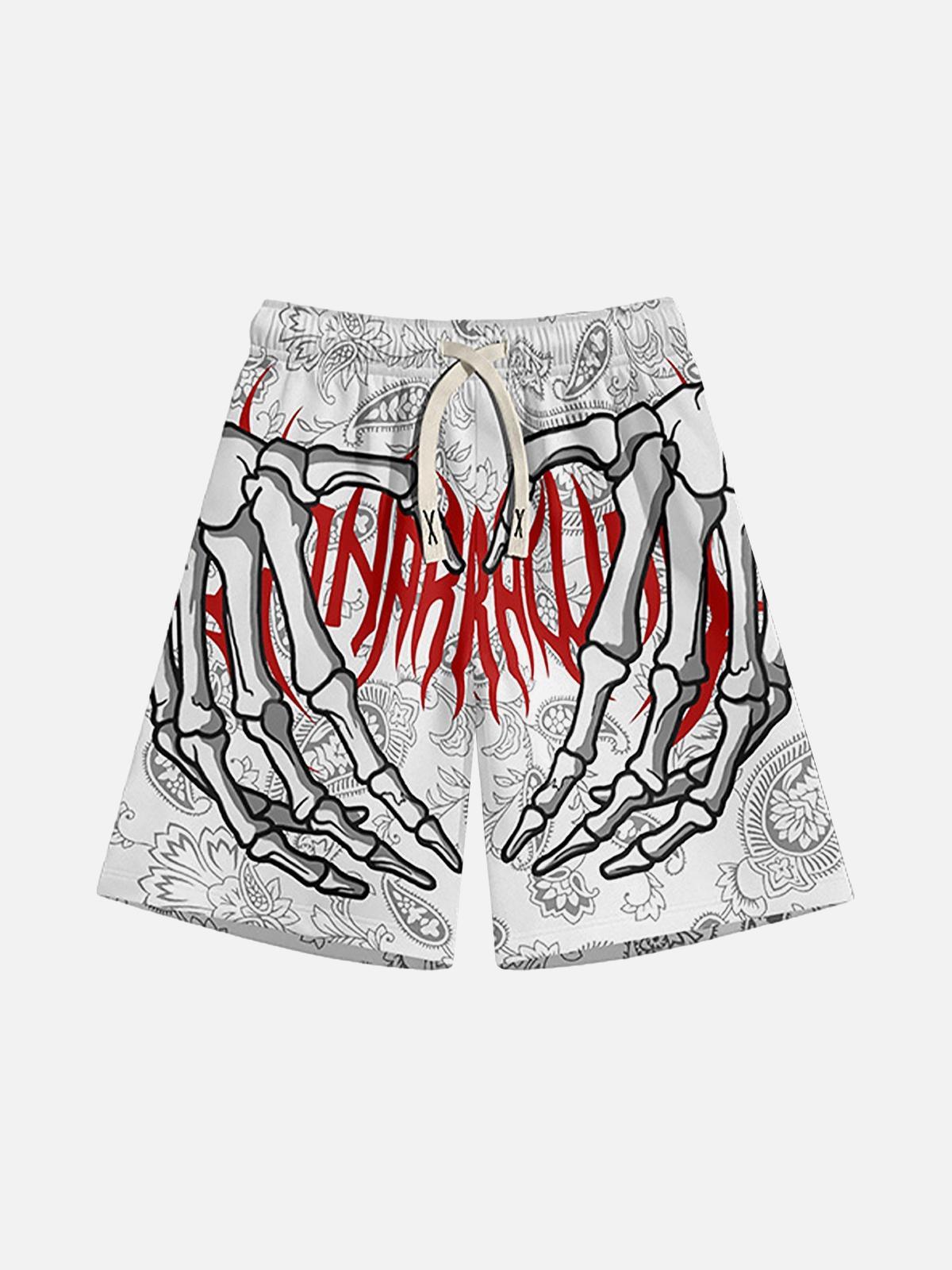 Concert Outfit Skull Hand Print Hip-Hop Shorts Concert Outfit Skull Hand Print Hip-Hop Shorts