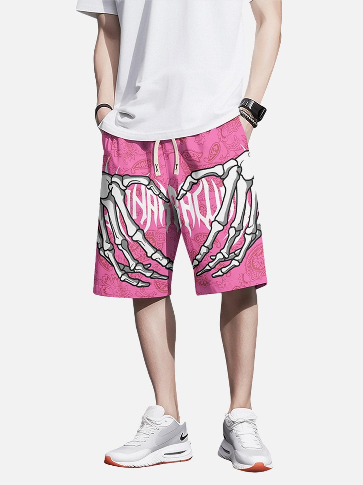 Concert Outfit Skull Hand Print Hip-Hop Shorts Concert Outfit Skull Hand Print Hip-Hop Shorts