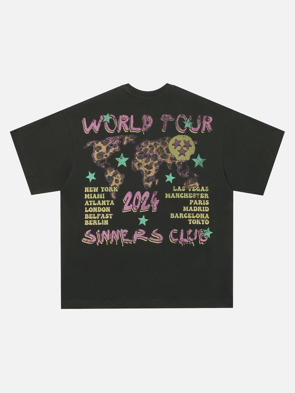 Concert Outfit Skull Print Crew Neck T-Shirt Concert Outfit Skull Print Crew Neck T-Shirt