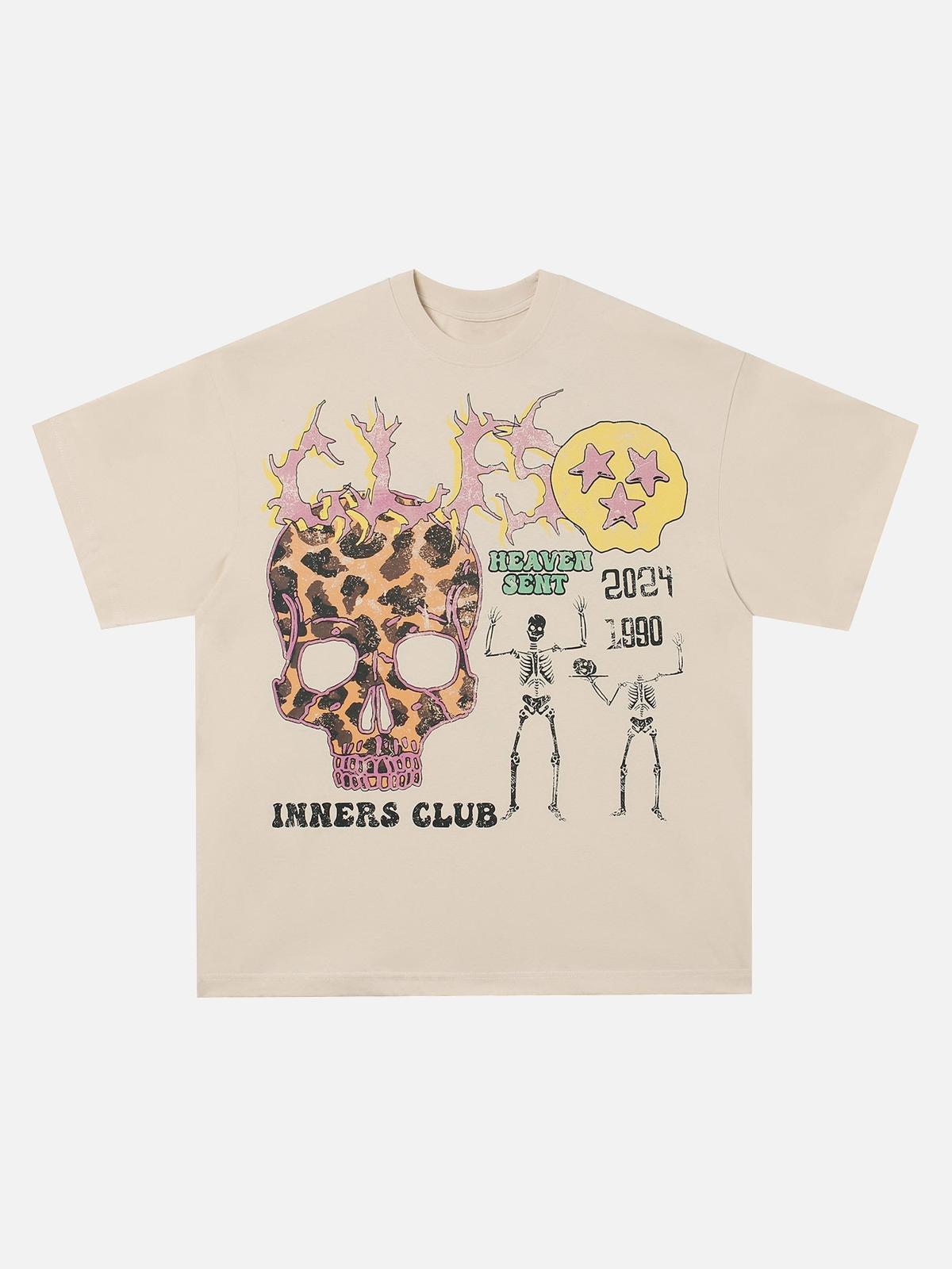 Concert Outfit Skull Print Crew Neck T-Shirt Concert Outfit Skull Print Crew Neck T-Shirt