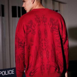 Concert Outfit Skull Print Distressed Sweater