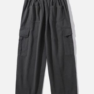 Concert Outfit Solid Color Big Pockets To Tie Feet Pants