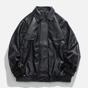 Concert Outfit Solid Color PU Jacket