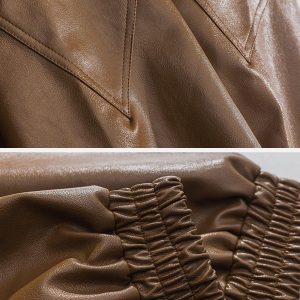 Concert Outfit Solid Color PU Jacket