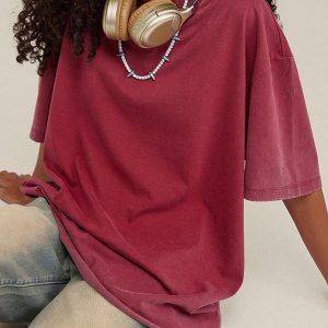 Concert Outfit Solid Color Pullover Tee