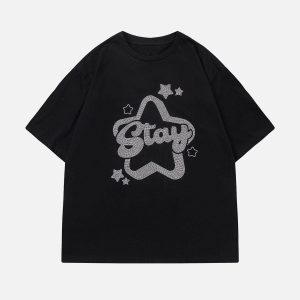 Concert Outfit Solid Color Star Print Tee