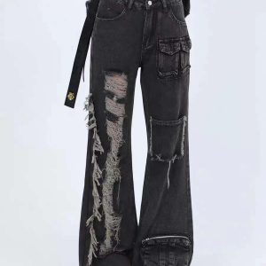 Concert Outfit Solid Color Straps Jeans