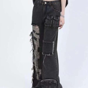 Concert Outfit Solid Color Straps Jeans