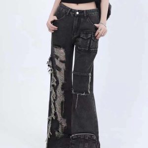 Concert Outfit Solid Color Straps Jeans