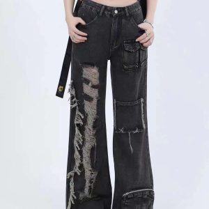 Concert Outfit Solid Color Straps Jeans