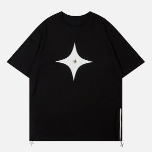 Concert Outfit Solid Color Zipper Star Tee