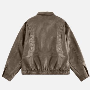 Concert Outfit Solid Faux Leather Jacket