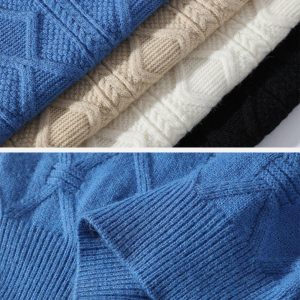 Concert Outfit Solid Ribbed Jacquard Knit Sweater