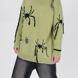 Concert Outfit Spider Distressed Oversized Sweater