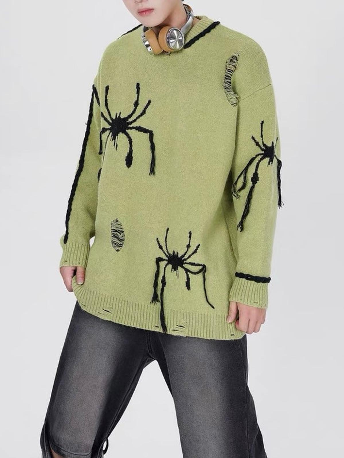 Concert Outfit Spider Distressed Oversized Sweater Concert Outfit Spider Distressed Oversized Sweater
