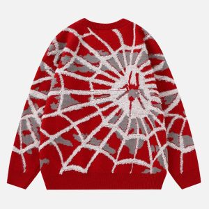 Concert Outfit Spider Knit Crew Neck Sweater