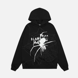 Concert Outfit Spider Shadow Print Hoodie