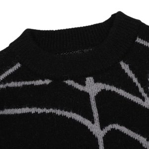 Concert Outfit Spider&Heart Knit Crew Neck Sweater