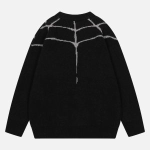 Concert Outfit Spider&Heart Knit Crew Neck Sweater